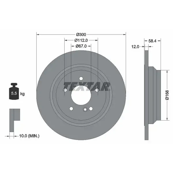 TEXTAR Arka Fren Diski – 92176503 / OEM A2214231112
