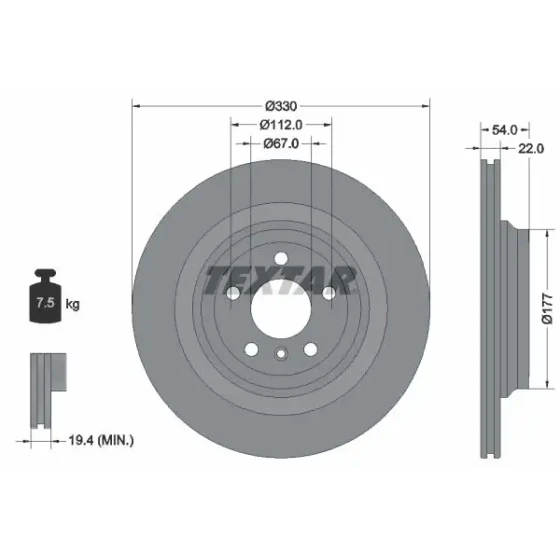 TEXTAR Arka Fren Diski – 92273505 / OEM A1664230600 ürün görseli