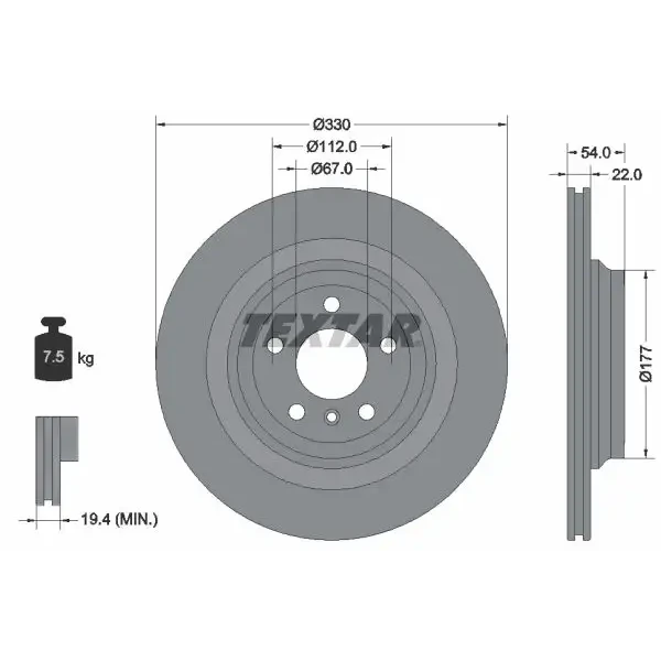 TEXTAR Arka Fren Diski – 92273505 / OEM A1664230600