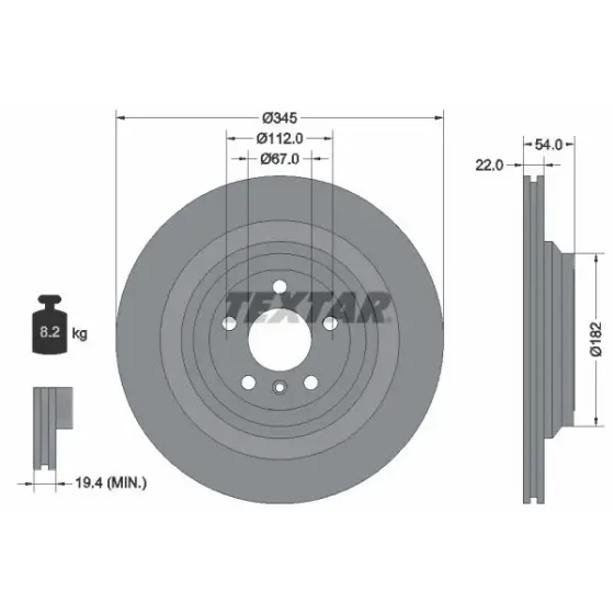 TEXTAR Arka Fren Diski – 92284003 / OEM A1664230700 ürün görseli