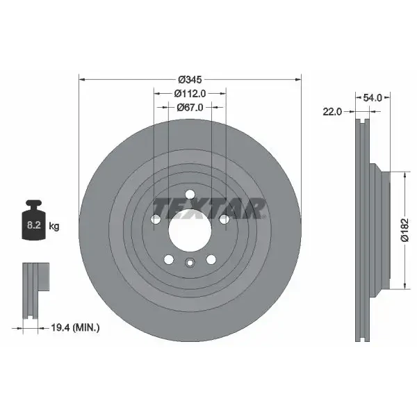 TEXTAR Arka Fren Diski – 92284003 / OEM A1664230700
