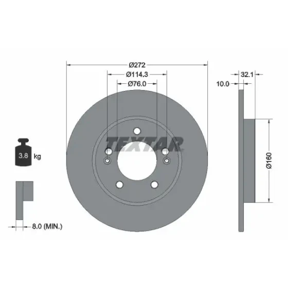 TEXTAR Arka Fren Diski – 92291703 / OEM 58411G4300 ürün görseli