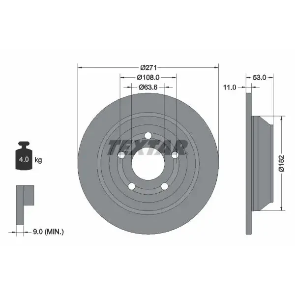 TEXTAR Arka Fren Diski – 92327403 / OEM L1TC2A315AA