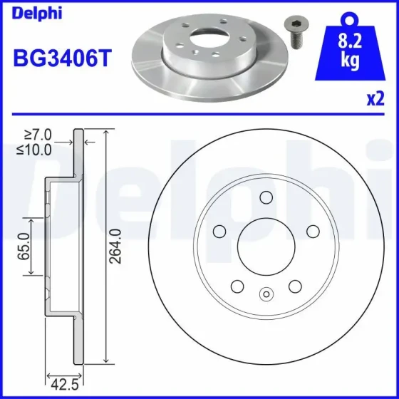 Delphi Arka Fren Diski – BG3406T ürün görseli