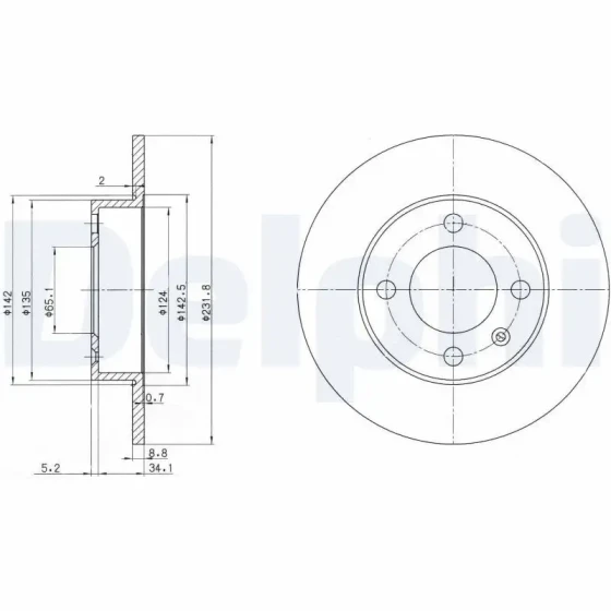 Delphi Arka Fren Diski – BG3505 / OEM 6N0615601B ürün görseli