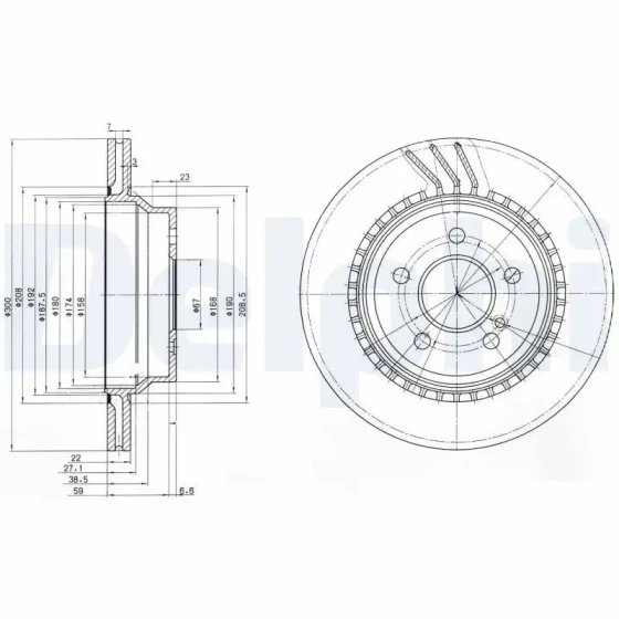 Delphi Arka Fren Diski – BG3758 / OEM A2114230912 ürün görseli