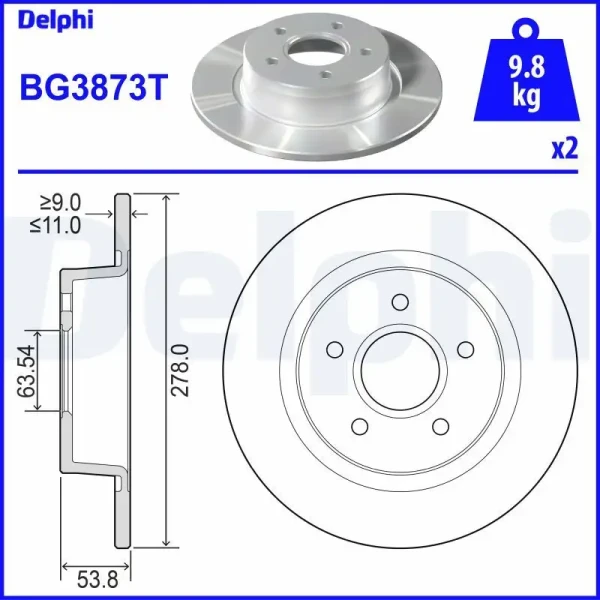 Delphi Arka Fren Diski – BG3873T