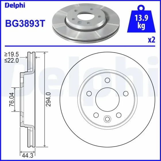 Delphi Arka Fren Diski – BG3893T ürün görseli
