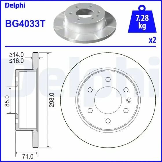 Delphi Arka Fren Diski – BG4033T / OEM A9064230012 ürün görseli