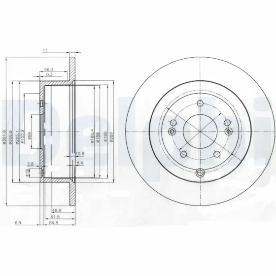 Delphi Arka Fren Diski – BG4136 / OEM 584112B000 ürün görseli