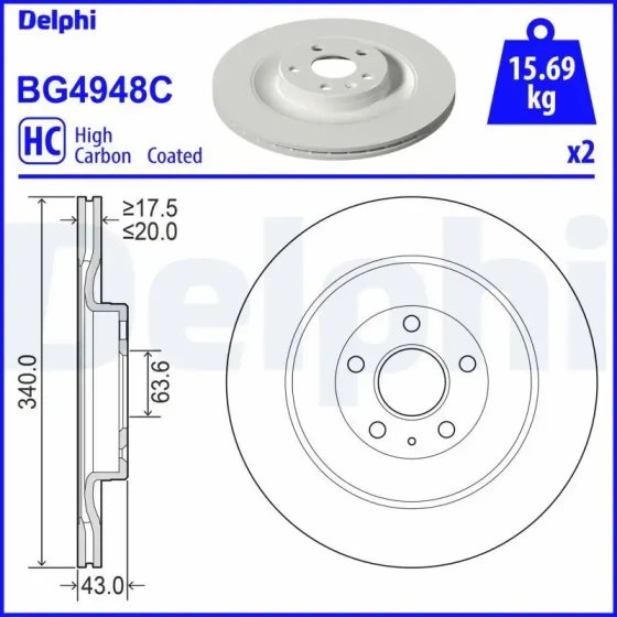 Delphi Arka Fren Diski – BG4948C / OEM 31687441 ürün görseli