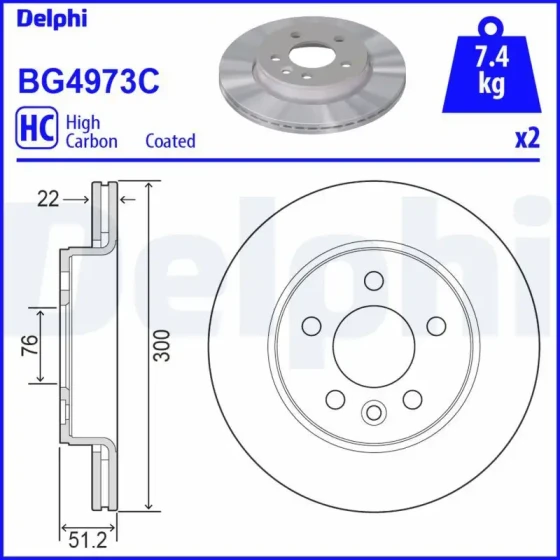 Delphi Arka Fren Diski – BG4973C / OEM 65508030001 ürün görseli