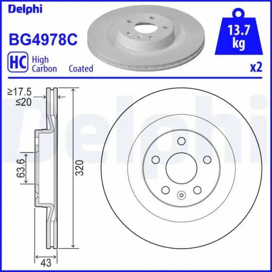 Delphi Arka Fren Diski – BG4978C / OEM 31471816 ürün görseli