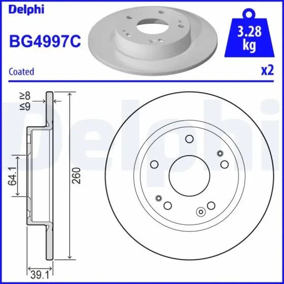Delphi Arka Fren Diski – BG4997C / OEM 42510TEAT01 ürün görseli