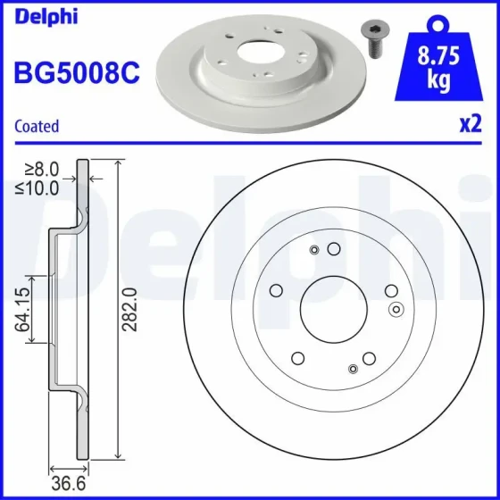 Delphi Arka Fren Diski – BG5008C / OEM 42510TGNG00 ürün görseli