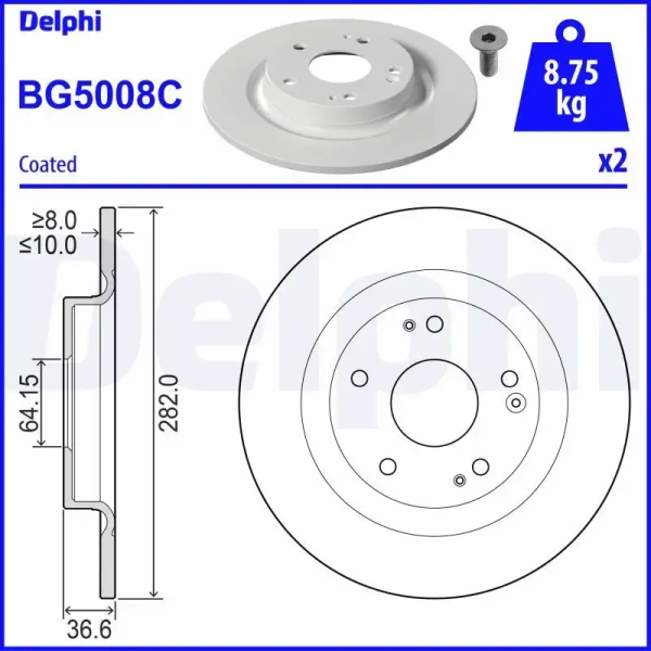 Delphi Arka Fren Diski – BG5008C / OEM 42510TGNG00