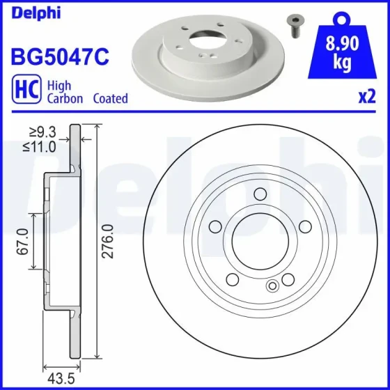 Delphi Arka Fren Diski – BG5047C / OEM A2474230112 ürün görseli