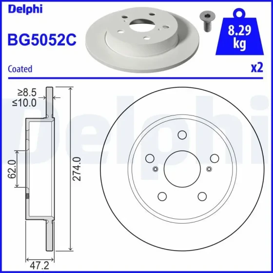 Delphi Arka Fren Diski – BG5052C / OEM T424310232 ürün görseli