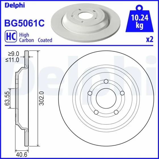 Delphi Arka Fren Diski – BG5061C ürün görseli