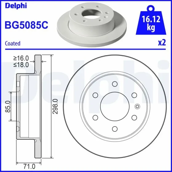 Delphi Arka Fren Diski – BG5085C / OEM A9104230300 ürün görseli