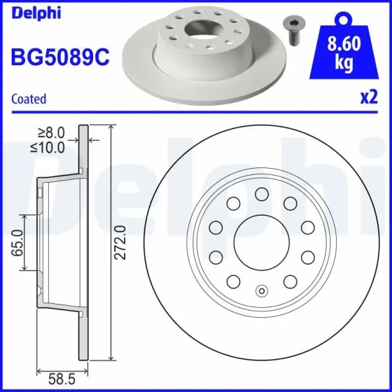 Delphi Arka Fren Diski – BG5089C ürün görseli