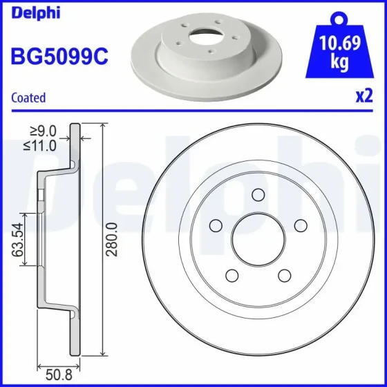Delphi Arka Fren Diski – BG5099C ürün görseli