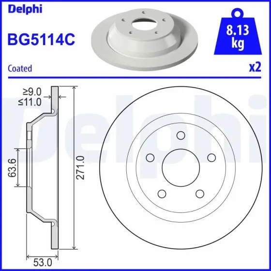 Delphi Arka Fren Diski – BG5114C / OEM L1TC2A315AA ürün görseli
