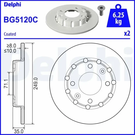 Delphi Arka Fren Diski – BG5120C / OEM 9827734980 ürün görseli