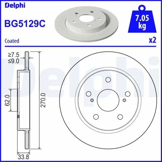 Delphi Arka Fren Diski – BG5129C / OEM 4243102330 ürün görseli
