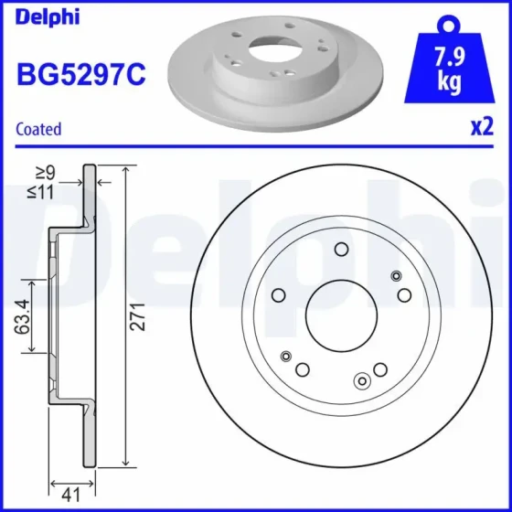Delphi Arka Fren Diski – BG5297C / OEM JX612A315AEA ürün görseli