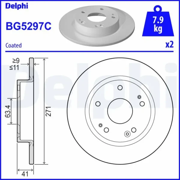 Delphi Arka Fren Diski – BG5297C / OEM JX612A315AEA