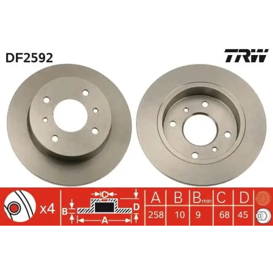 TRW Arka Fren Diski – DF2592 ürün görseli