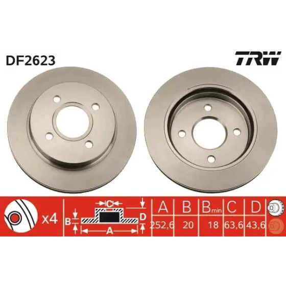 TRW Arka Fren Diski – DF2623 ürün görseli