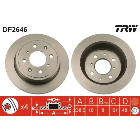 TRW Arka Fren Diski – DF2646 ürün görseli