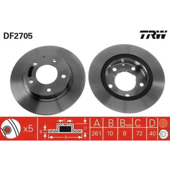 TRW Arka Fren Diski – DF2705 ürün görseli