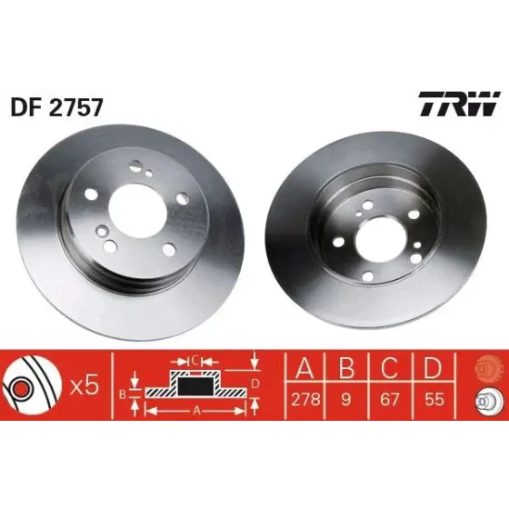 TRW Arka Fren Diski – DF2757 ürün görseli