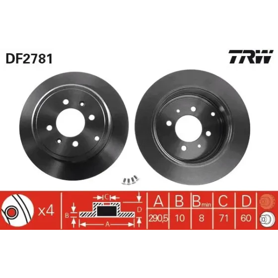 TRW Arka Fren Diski – DF2781 / OEM 4246T6 ürün görseli