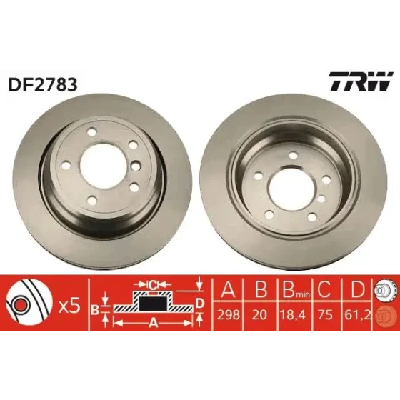 TRW Arka Fren Diski – DF2783 ürün görseli