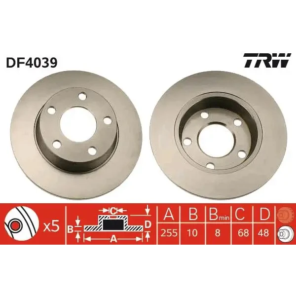 TRW Arka Fren Diski – DF4039 / OEM 4B0615601B