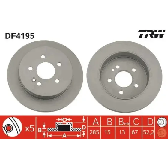 TRW Arka Fren Diski – DF4195 / OEM A1634230112 ürün görseli