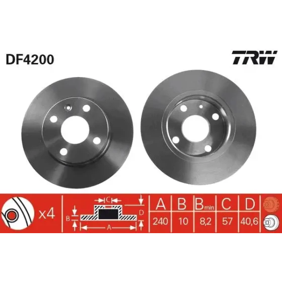 TRW Arka Fren Diski – DF4200 / OEM 9196592 ürün görseli