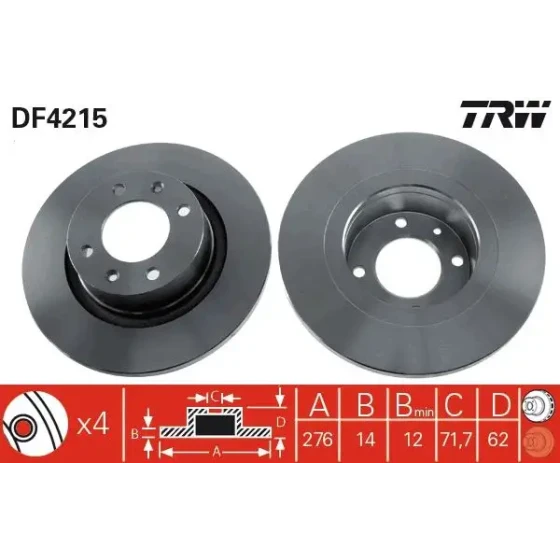 TRW Arka Fren Diski – DF4215 / OEM E169143 ürün görseli