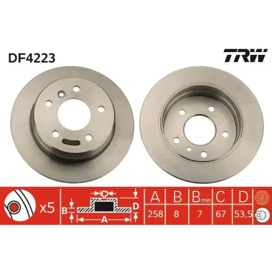 TRW Arka Fren Diski – DF4223 / OEM A1684230212 ürün görseli