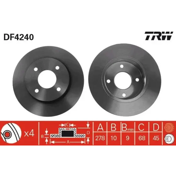 TRW Arka Fren Diski – DF4240 / OEM 4320699J04 ürün görseli