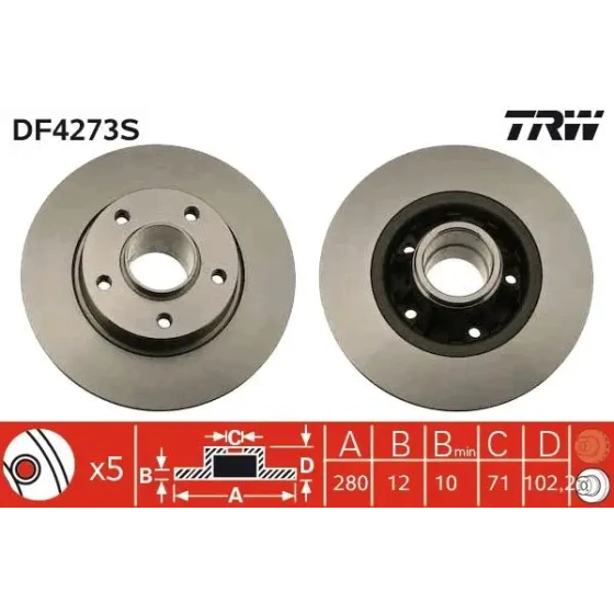 TRW Arka Fren Diski – DF4273S ürün görseli