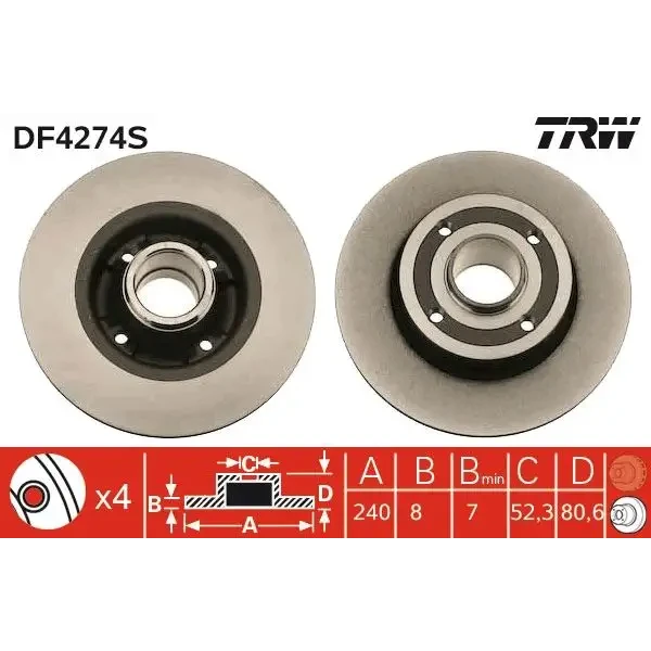 TRW Arka Fren Diski – DF4274S