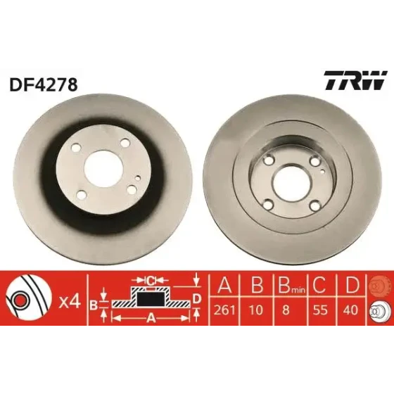 TRW Arka Fren Diski – DF4278 / OEM B26Y26251L1 ürün görseli