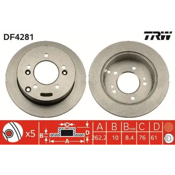 TRW Arka Fren Diski – DF4281 / OEM 5841139600 ürün görseli