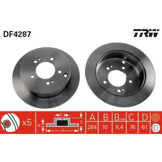 TRW Arka Fren Diski – DF4287 / OEM 584113A300 ürün görseli