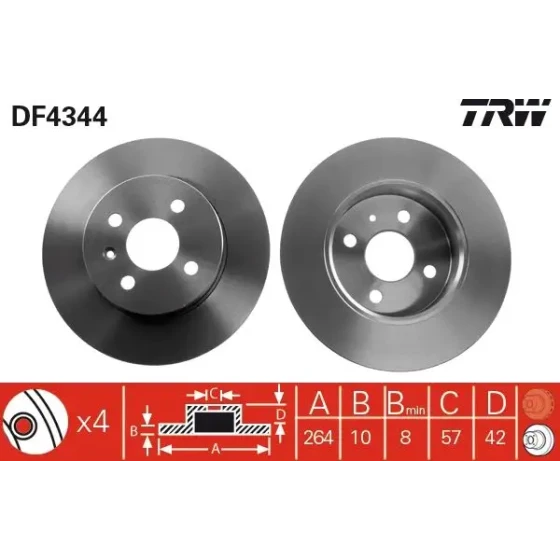 TRW Arka Fren Diski – DF4344 / OEM 93176548 ürün görseli